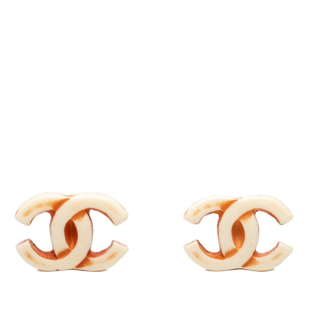 CHANEL Authentic Brown Logo Earrings